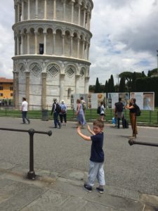 Luc doing his part to hold up the tower.