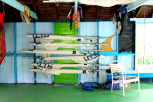 Inside the sailing shack.