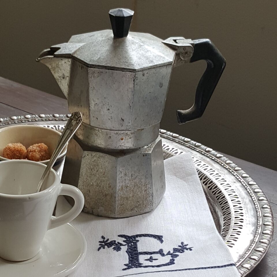 Vintage finds with Amelia's custom embroidery is a tasteful mix.