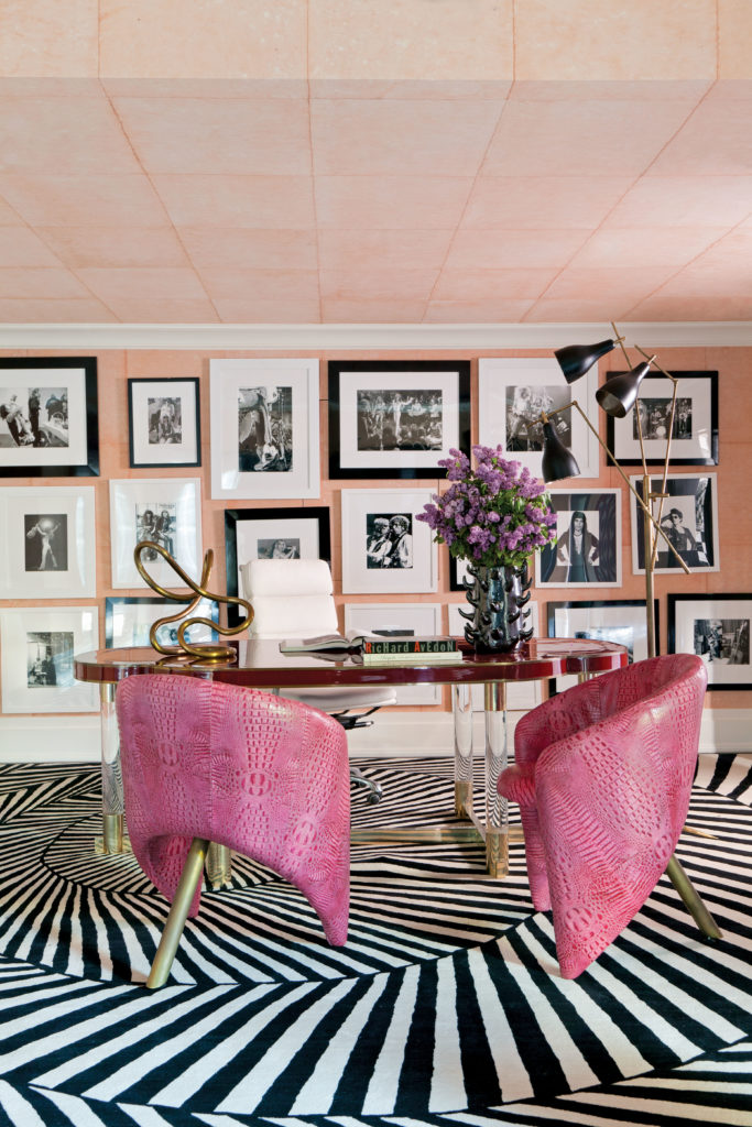Office with salon wall, copyright by Roger Davies with permission of Architectural Digest; interior design by Kelly Wearstler.