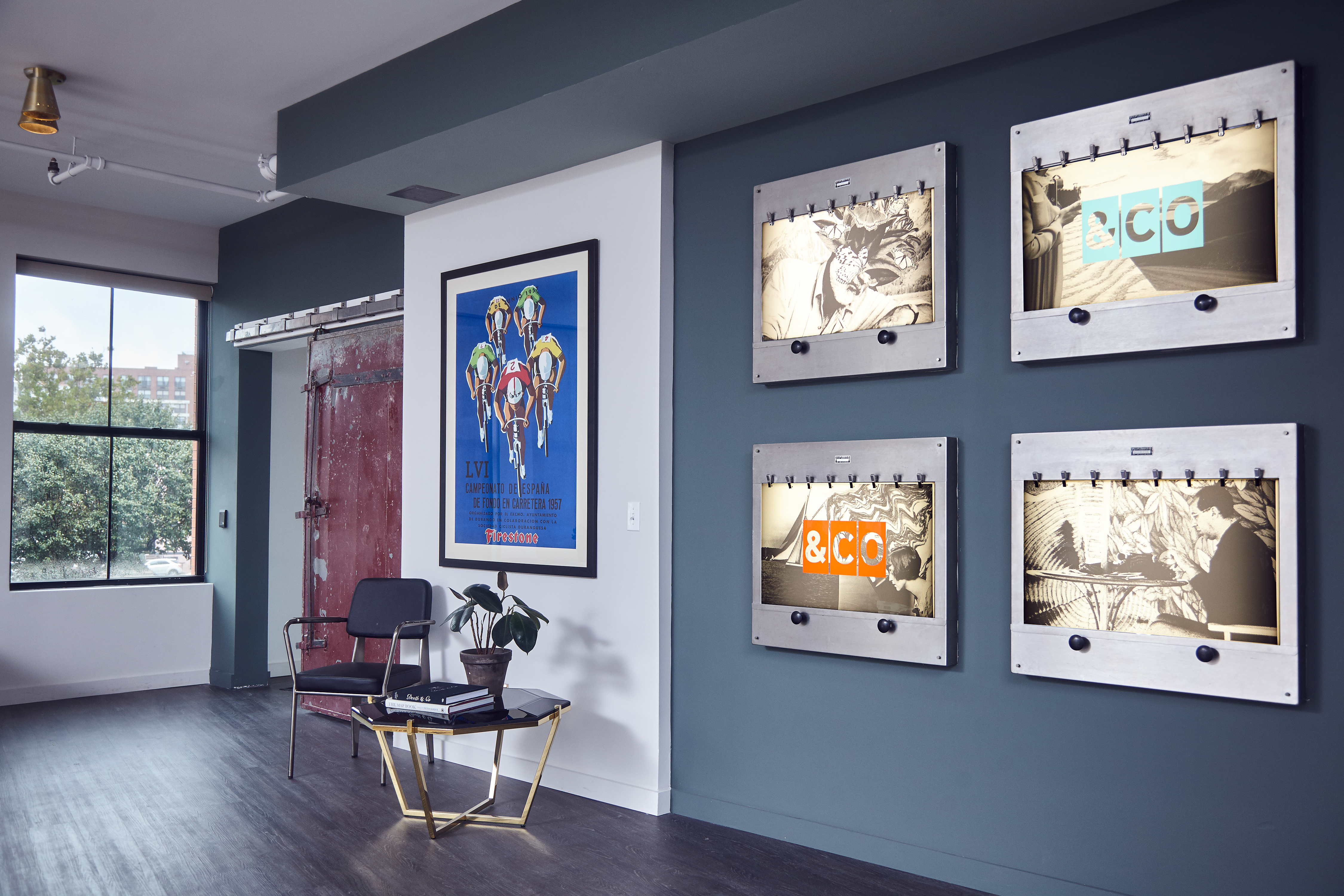 Xray boxes is one of the many vintage design elements to characterize &co's office space with signature appeal.