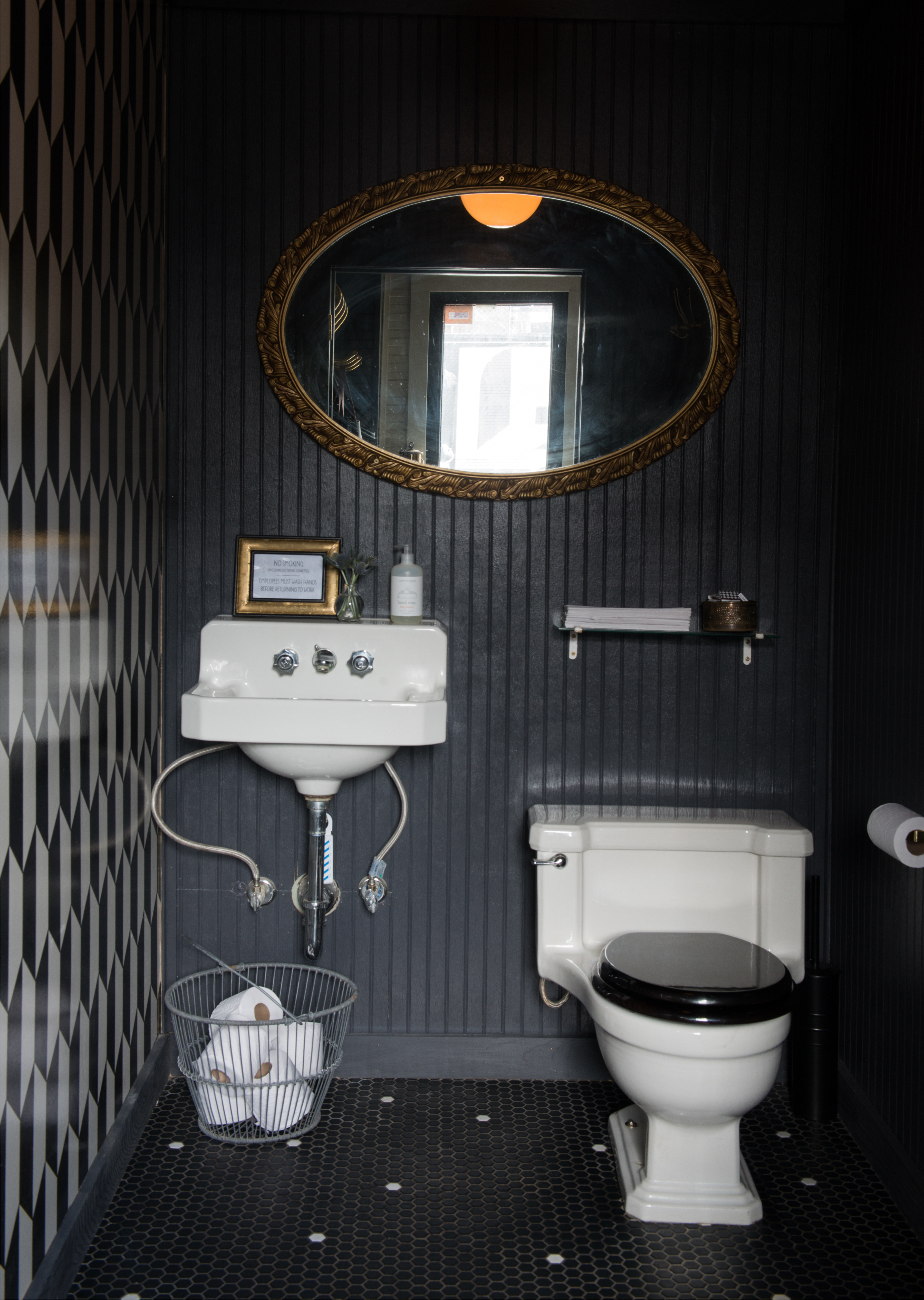 Bathroom wallpaper by Cole & Son connect to the interior design. 