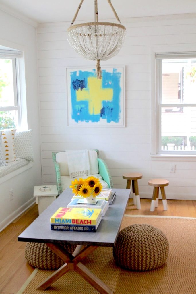 Picture of coastal cottage room with sisal rug