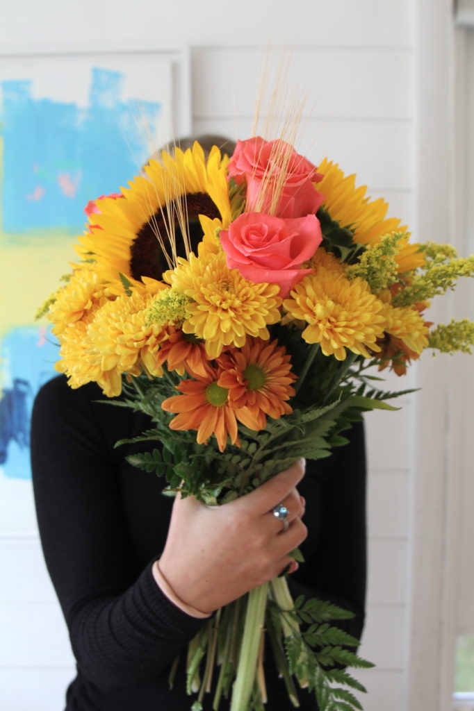 girl with sunflowers