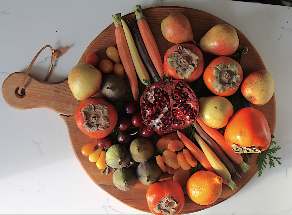 Picture of charcuterie board with fruit and vegetables