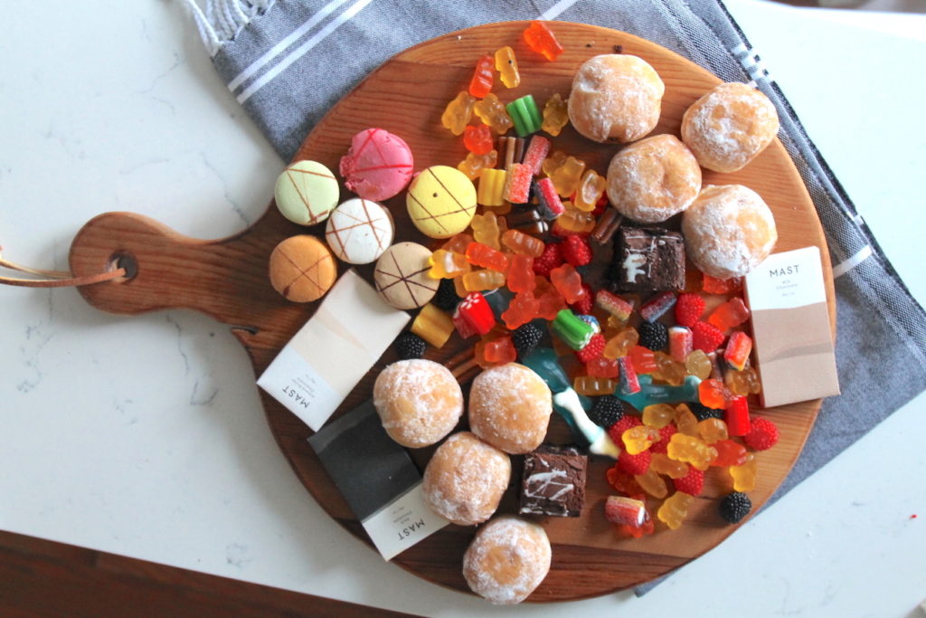 Charcuterie board with dessert