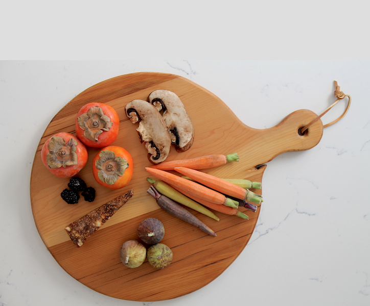 Charcuterie board with fruit and vegetables