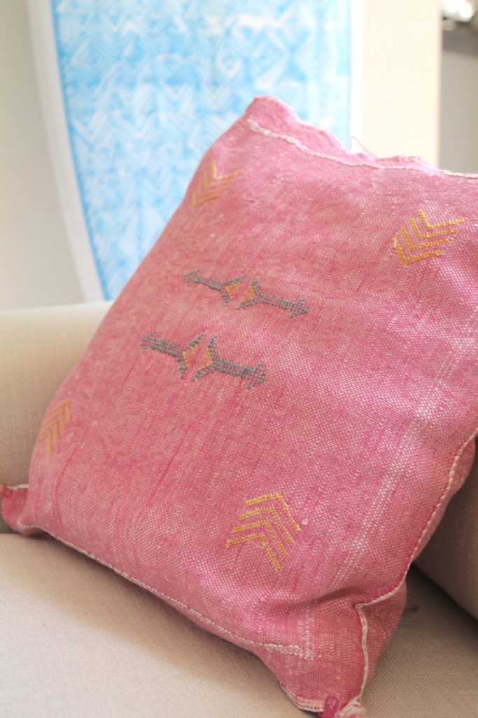 Handmade pink throw pillow